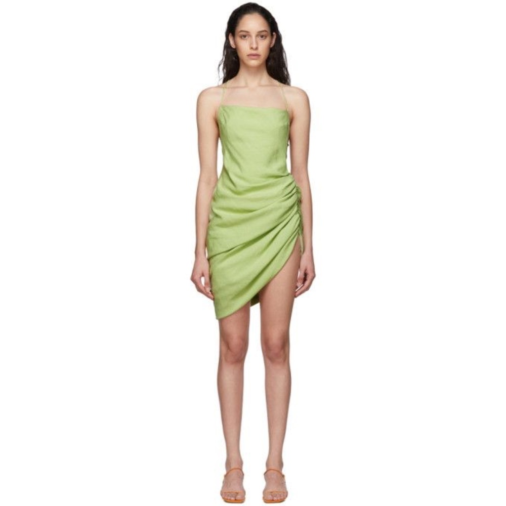 Jacquemus Green Strapless Asymmetrical Cocktail Dress new with tags